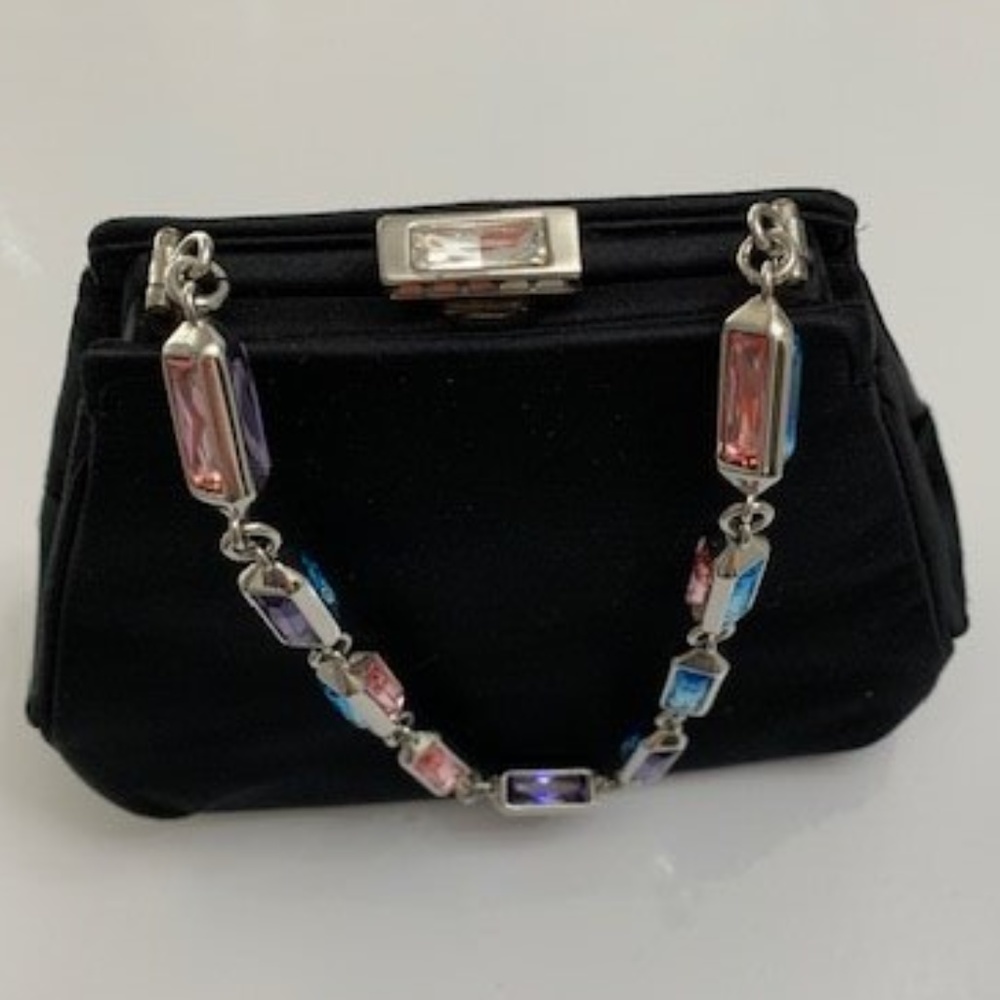 Judith Leiber Satin Small Jeweled Evening Bag